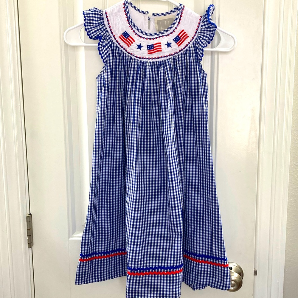 Lil Cactus American Flag Smocked Dress